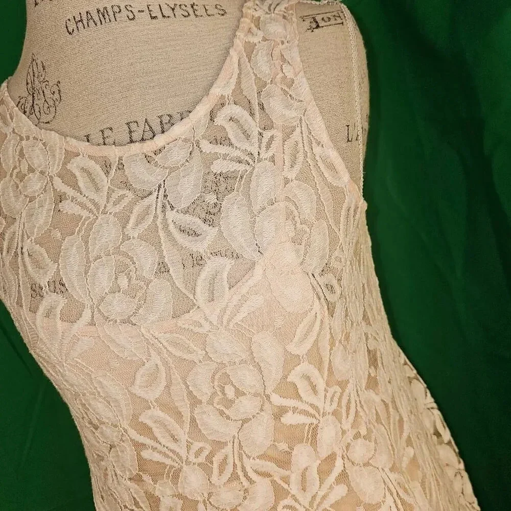 Free People Womens‎ Ivory Miles Of Lace Mini Dress Small